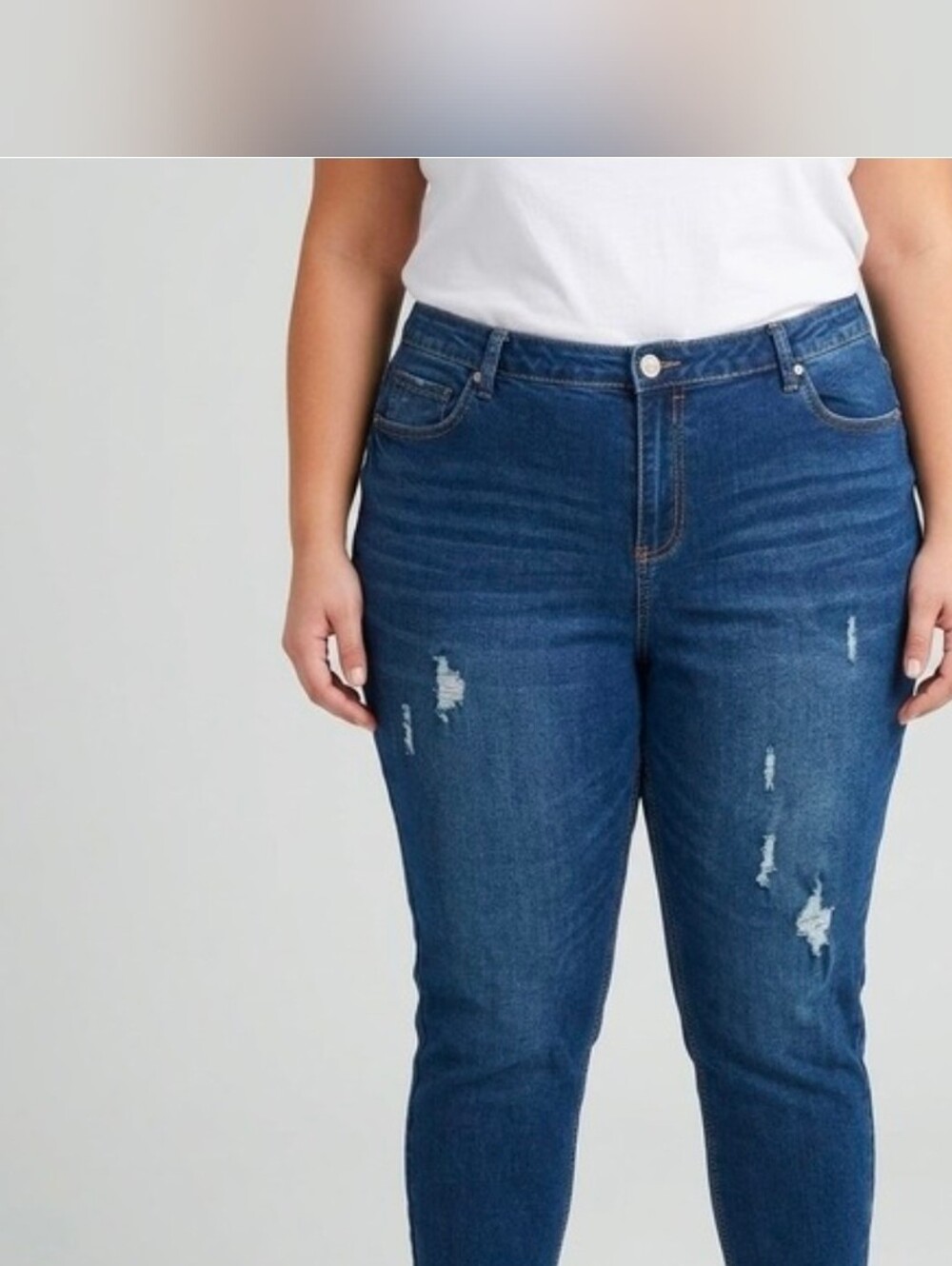 Eloquii Size 22 Plus-Size Dark Blue Distressed Skinny Jeans NWOT